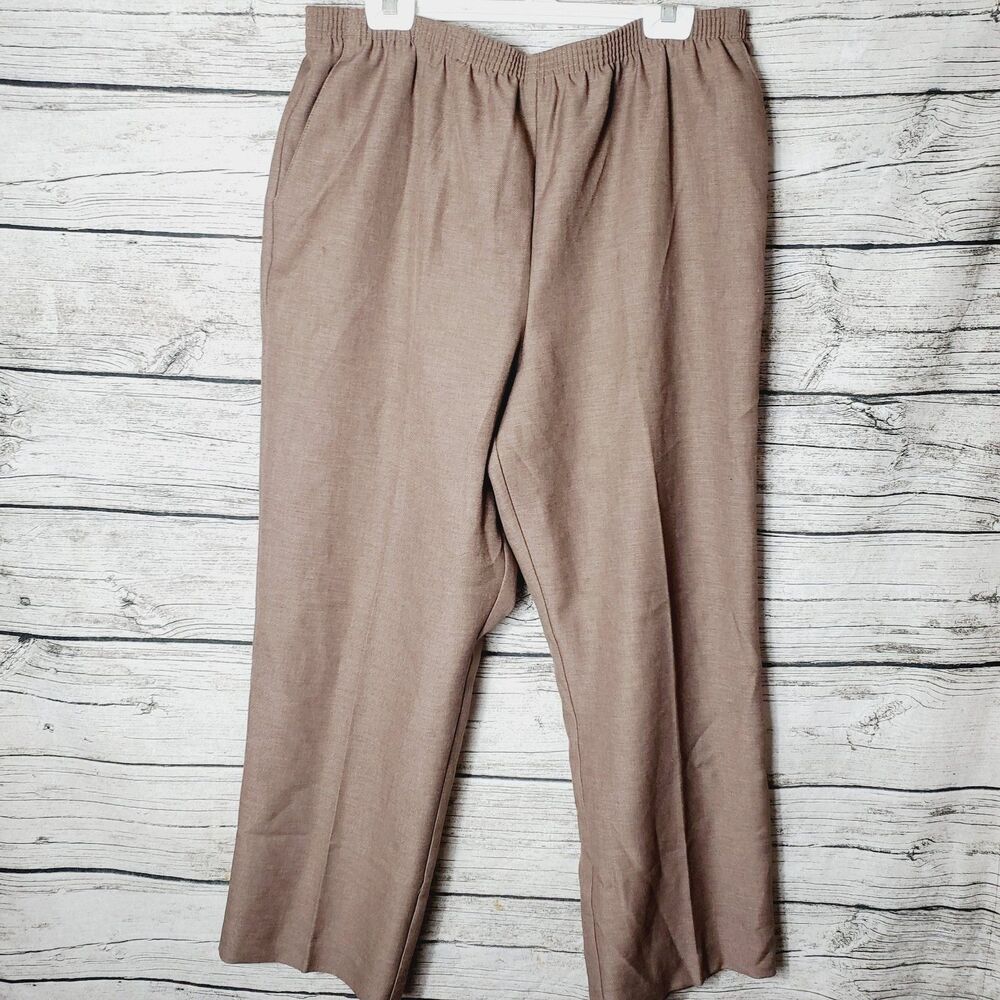 Alfred Dunner Brown Elastic Waist Comfortable Waist Pants Size 18 - Picture 1 of 8